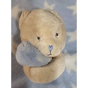 Baby Lovey Bear Rattle Messages from the Heart A Star Is Born Satin Trim Blue